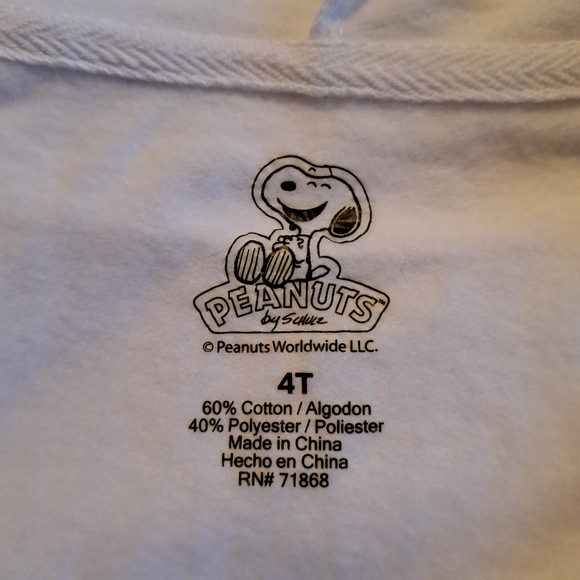 Peanuts Snoopy 4T zip up hoodie unisex floppy ears - Picture 5 of 6